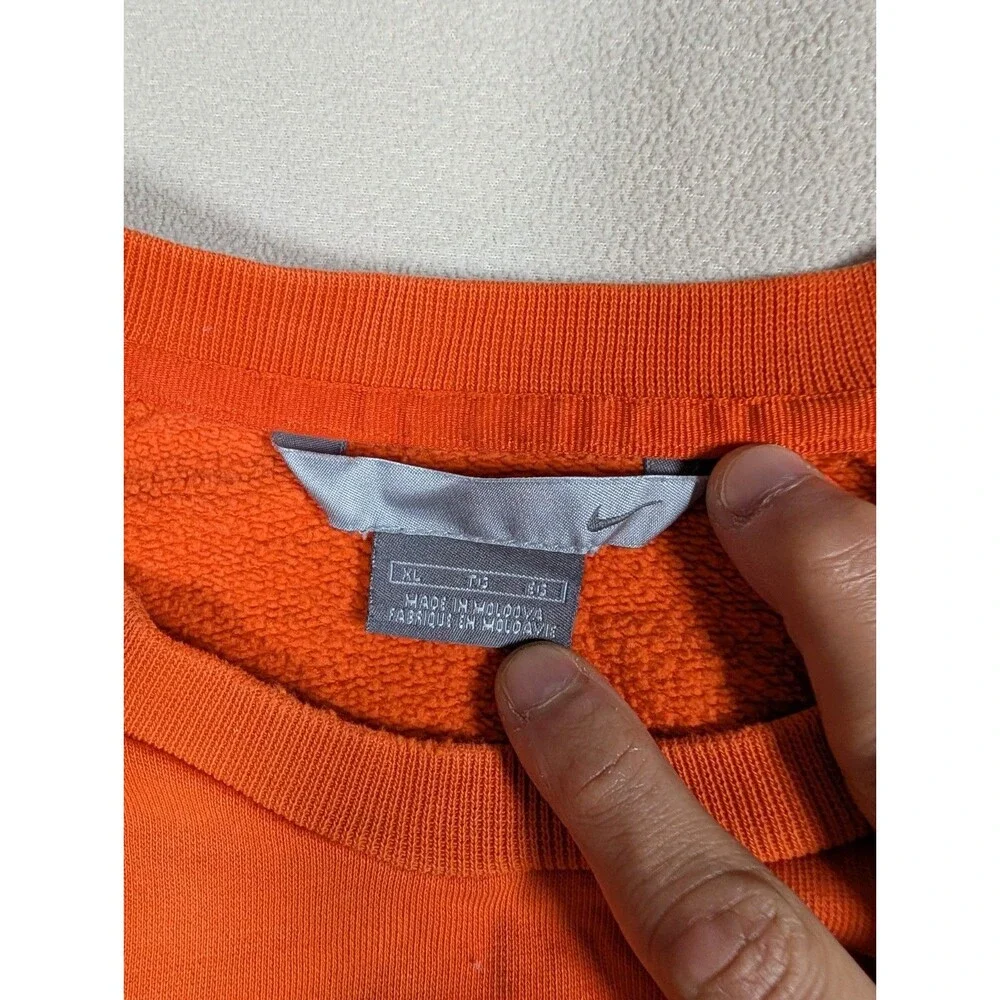VTG Y2K Nike Essential Side Swoosh Orange Crewneck Sweatshirt XL Silver Tab